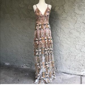 Floral embroidered overlay and sheer dress by Aqua Bloomingdale’s size large